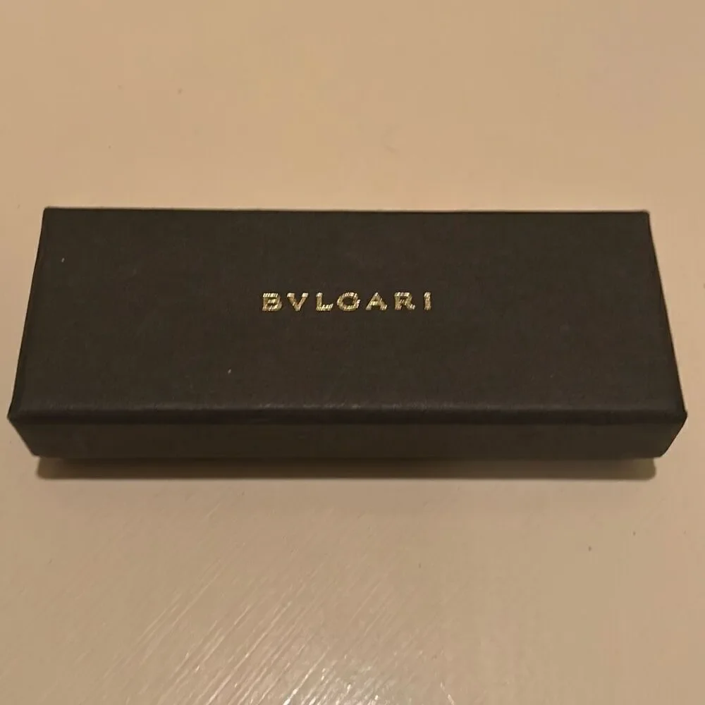 Bvlgari Rectangular Jewelry Gift Box Black Gold Embossed Logo Luxury Display